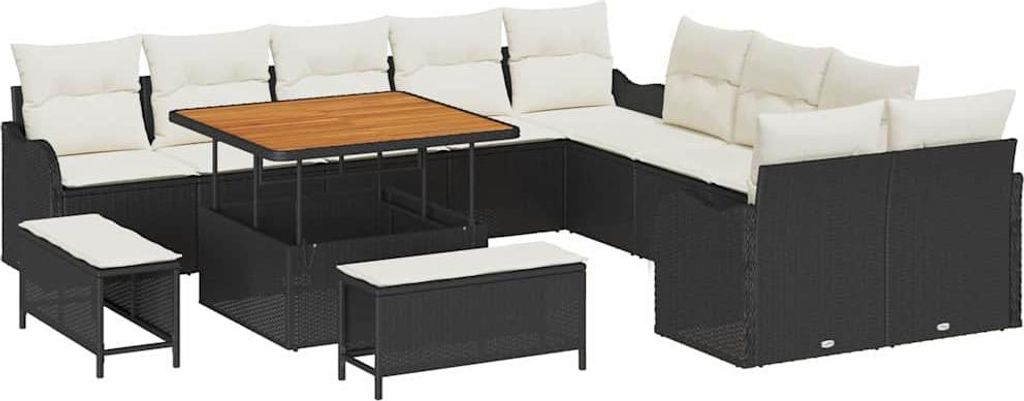 "SALE 2026" Garten-Sofa-Set - elegantes Design - Sitzgruppe mit Sofa, Tisch - 13 pcs Schwarz Poly-Rattan - Terassenmöbel DEMöbel241291