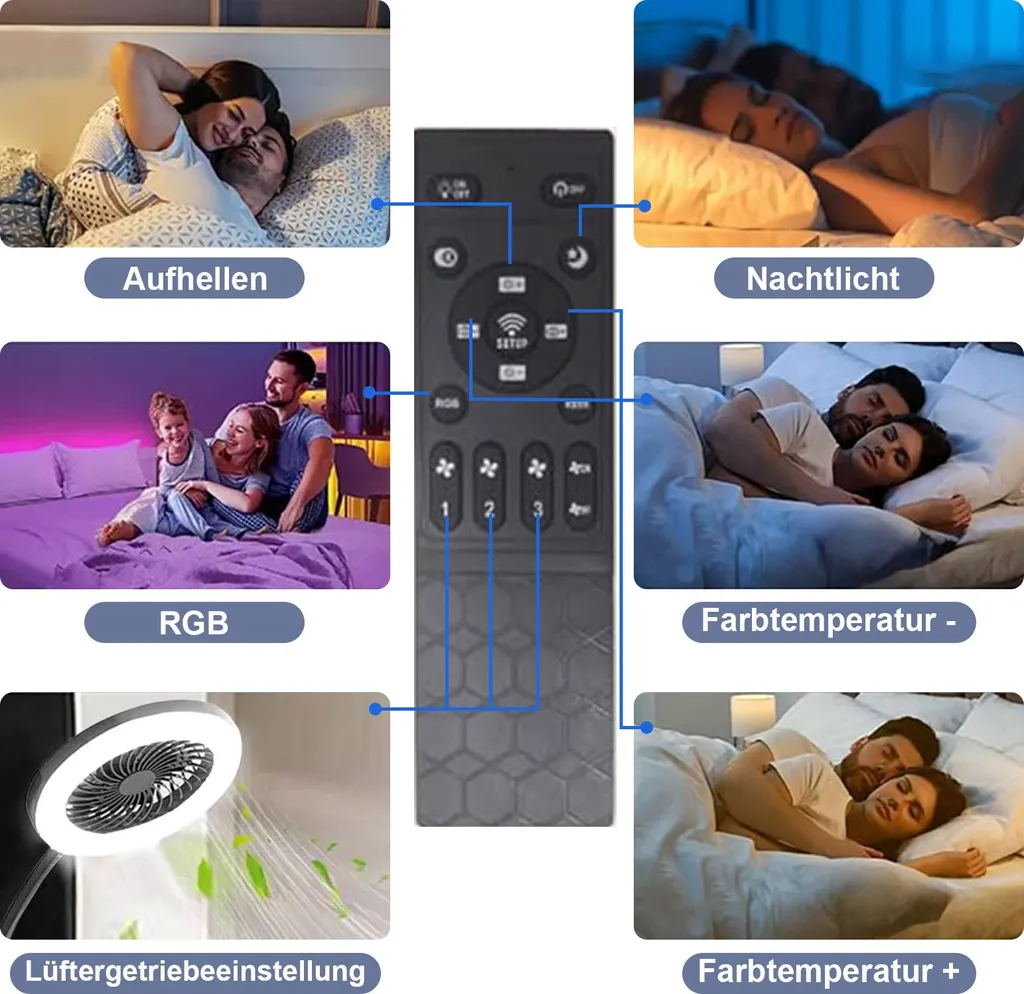 Ventilatore Smart con Illuminazione LED e Telecomando | Design Camera - 6