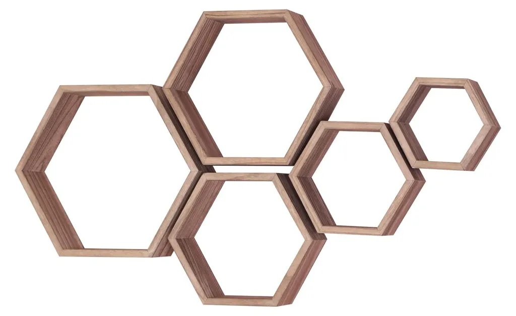 Étagère murale hexagonale : gagnez de la place avec style - Bois Noir