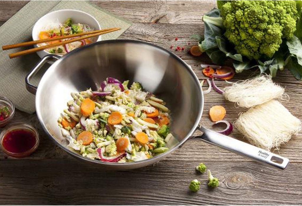 Edelstahl Wok-Pfanne mit Ø 30cm DOMO HT1006