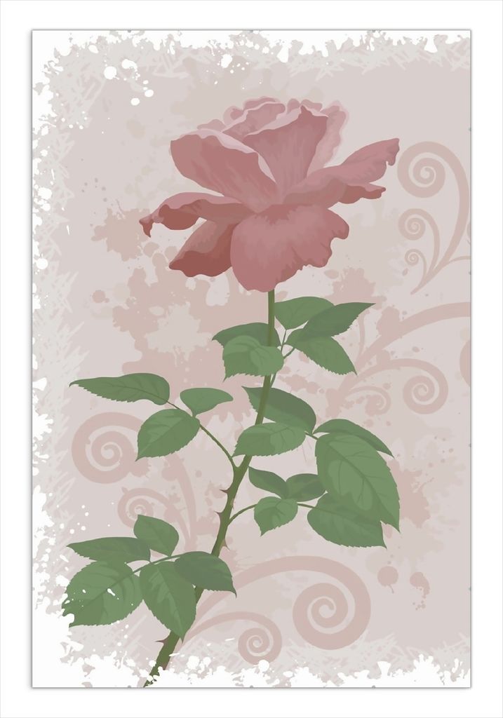 Wallario Wandbild Rose in Pastellfarben gezeichnet, Größe: 61 x 91,5 cm, Poster mit rahmenlosen Bildhalter