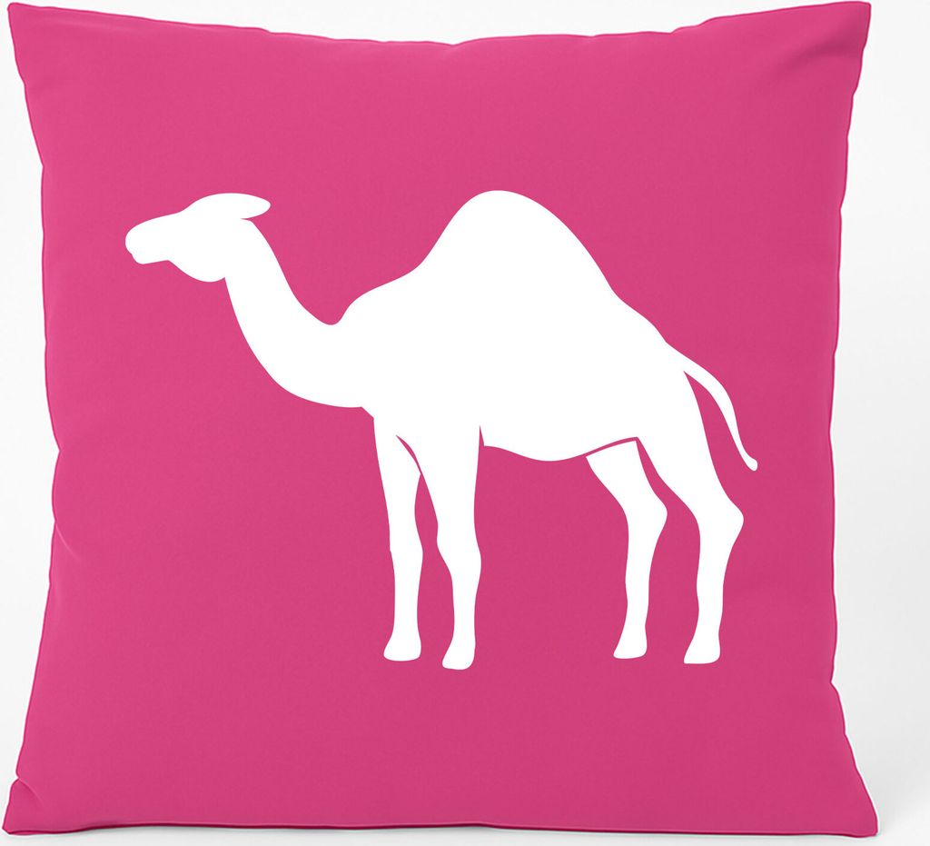 Huuraa Kissen Dromedar Kamel Silhouette 40x40cm mit Füllung Fuchsia Baumwolle Dekokissen Geschenkidee