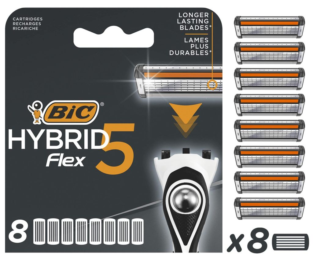 BIC Hybrid 5 Flex heren scheermes – navulmesjes, 8 stuks Productafbeelding 