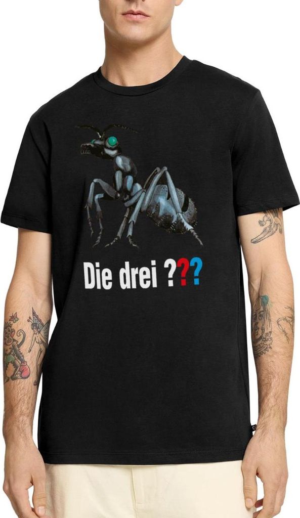 Spreadshirt Die Drei Fragezeichen Und Der Ameisenmensch Logo Männer Premium T-Shirt, XL, Schwarz