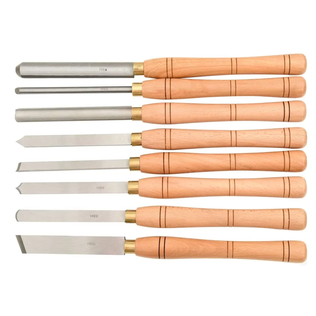 Set de 8 gouges et burins de tournage HSS - Outillage pour tour à bois