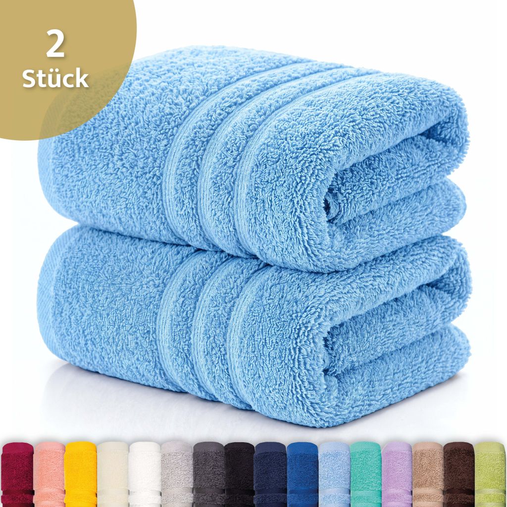 Lavea® 2er Set Duschtuch 70x140 cm, 100% Baumwolle – Produktbild 