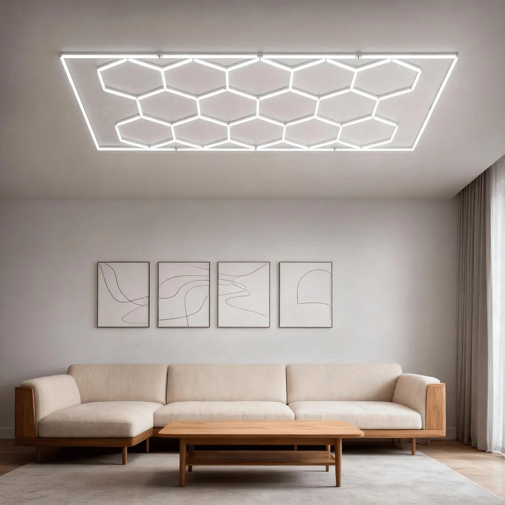 FIVMEN Plafonnier LED Hexagonal 14 Hexs avec Rectangle pour Garage - 9
