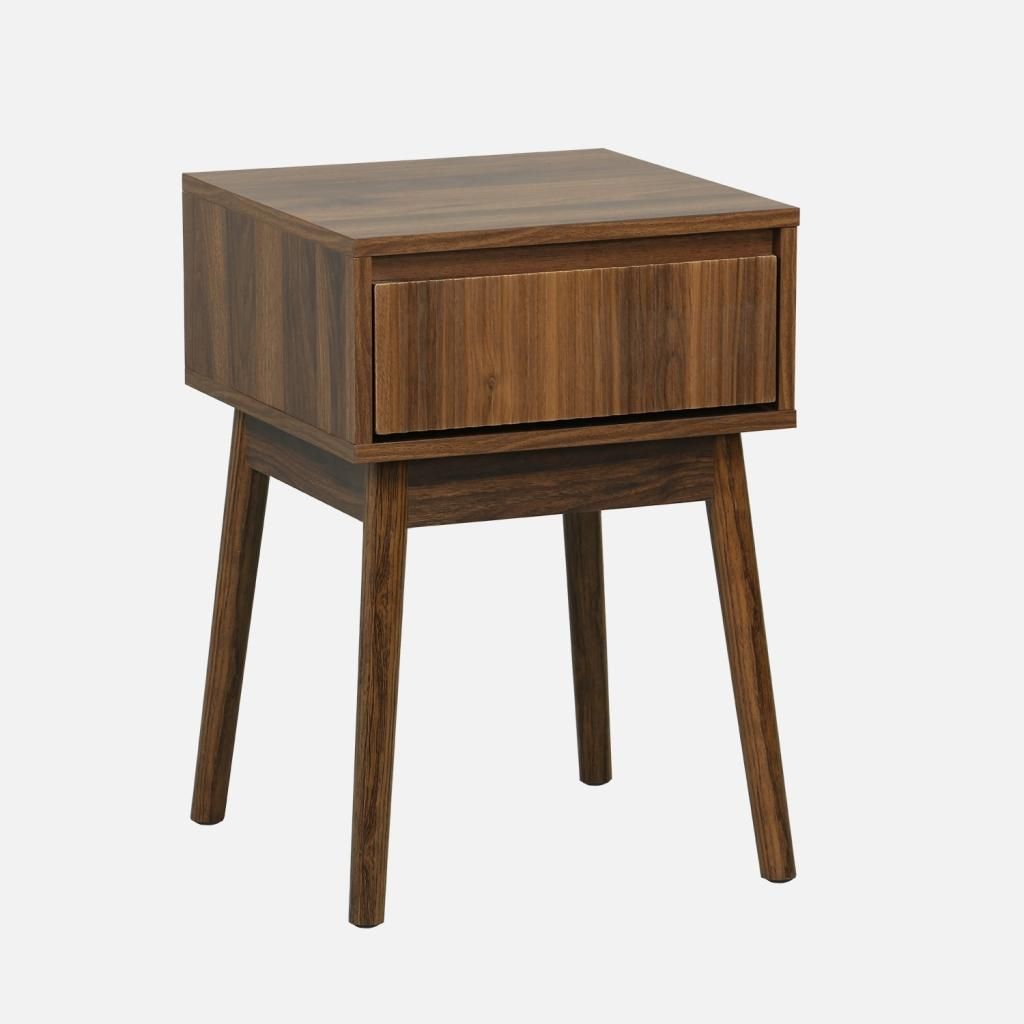 Comodino decorazione legno 1 cassetto, Noce Immagine del prodotto 