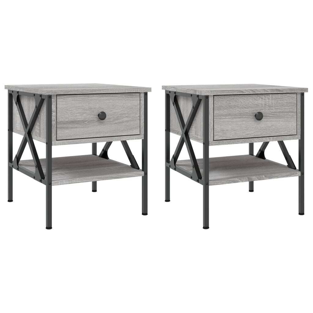 "im Sonderangebot"Nachttisch 2er Set, für Schlafzimmer - elegantes Design - Nachtkommode - Grau Sonoma 40x42x45cm Holzwerkstoff - Nachttische & -s...