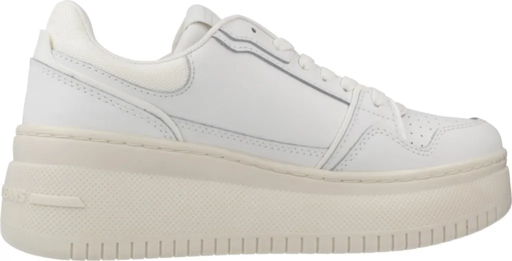 Baskets Plateforme Femme Tommy Jeans Retro Basket - Sneakers Blanches