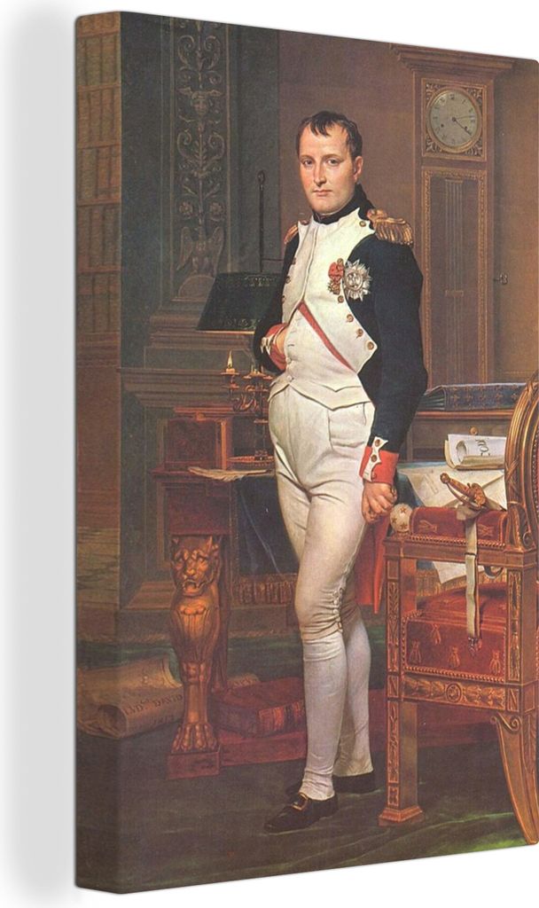OneMillionCanvasses - Leinwandbilder - 90x140 cm, Kaiser Napoleon in seinem Arbeitszimmer in den Tuilerien - Gemälde von Jacques-Louis David, Wa...