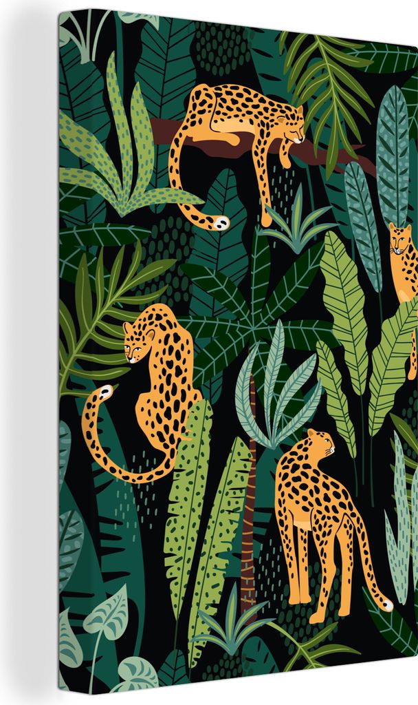 OneMillionCanvasses - Leinwandbilder - 90x140 cm, Dschungel - Panther - Muster - Jungen - Mädchen - Pflanzen, Wandbilder Kunstdruck Wanddekorati...
