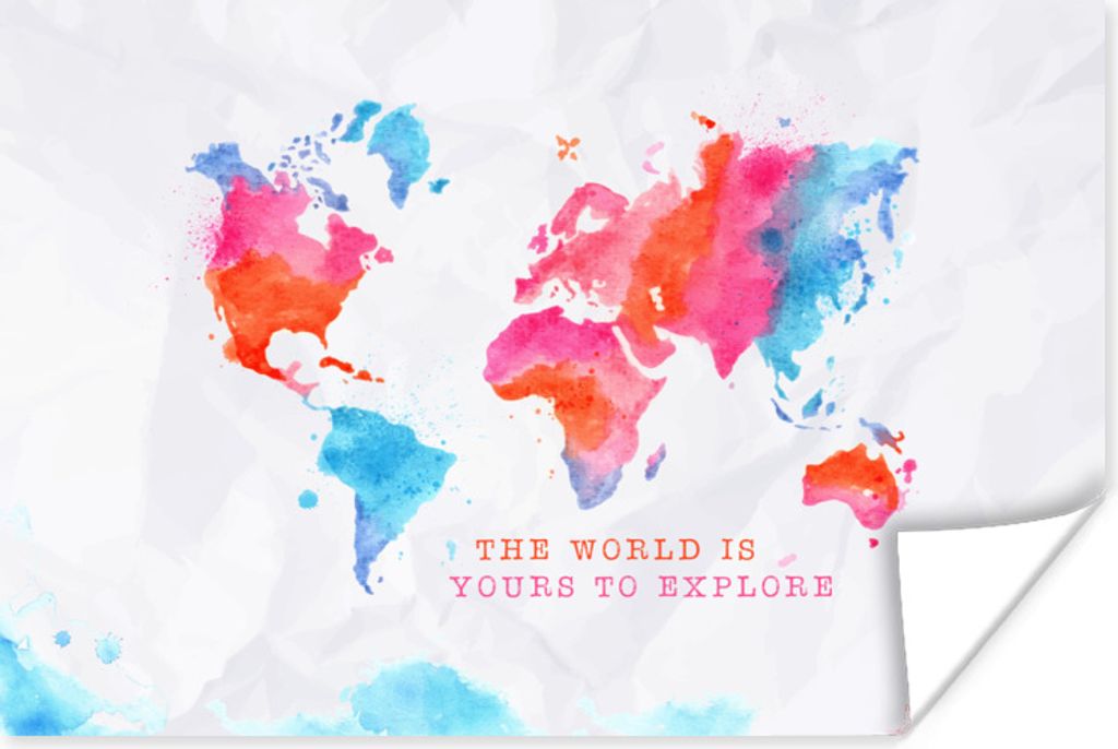 MuchoWow Poster Karte - Welt - Sprichwörter 90x60 cm - Schlafzimmer