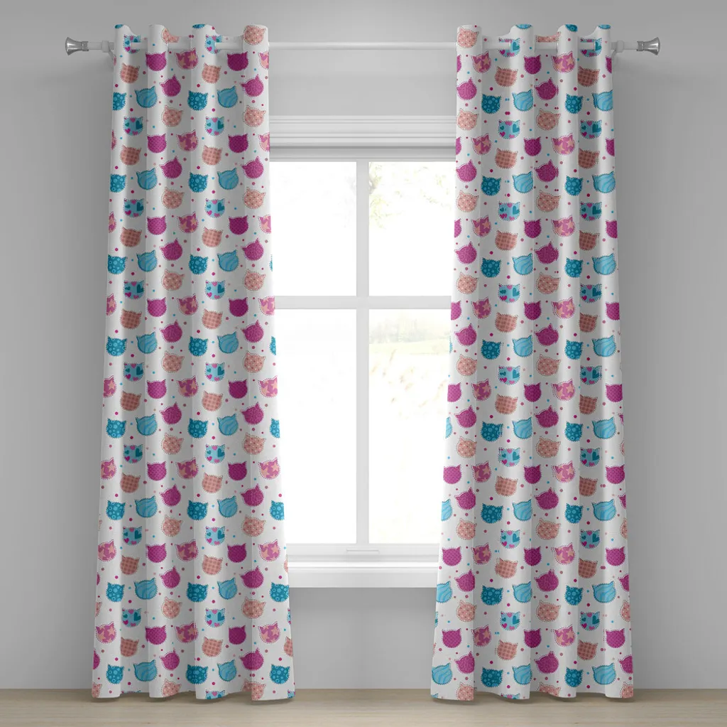 Tende Pop Art Gatti ABAKUHAUS | Fucsia & Blu Patchwork 280x175 cm