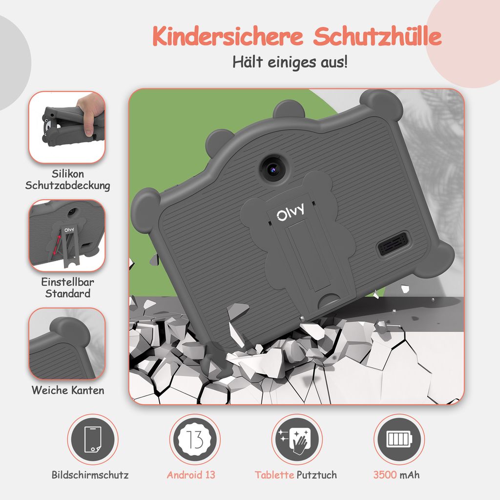Olvy Kinder Tablet Android 13 Tablet für Kinder 96GB, WiFi, Produktbild 2