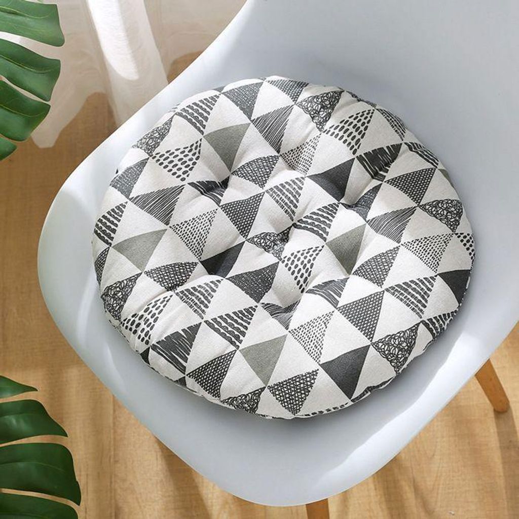 Stuhlkissen, rundes, atmungsaktives Tatami-Kissen für Esszimmer/Büro/Sofa (graues Dreieck, 40 cm, 2er-Set)