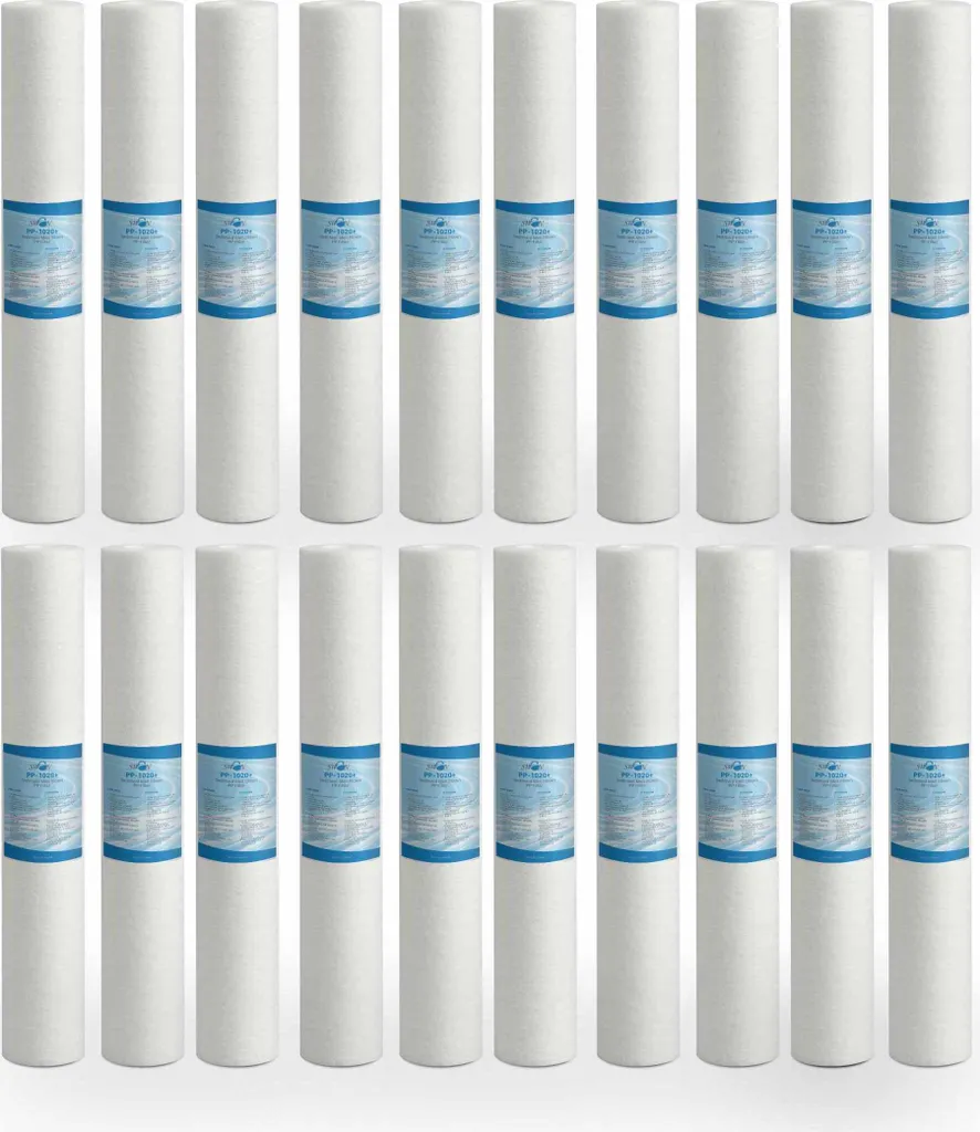 Bellerofonte filtro sedimenti per acqua filtro meltblown 20 pollici 10 micron in polipropilene. Rimuove sabbia, particelle di ruggine e impurità in sospensione fino a 10 micron, 20 pezzi