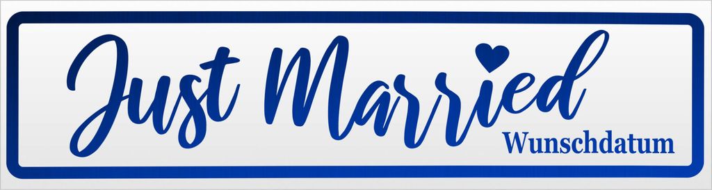 Kiwistar Just Married Wunschdatum V2 Magnetschild Schild magnetisch - 30cm Blau - reflektierend - Magnetfolie für Auto PKW Kfz