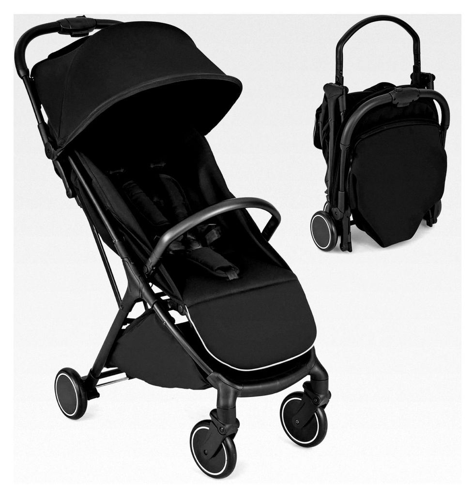 Klappbarer Kinderwagen, Reisebuggy mit Liegefunktion, tragbarer Kinderbuggy mit verstellbarer Rückenlehne, Verdeck & Fußstütze, Babywagen mit Si...