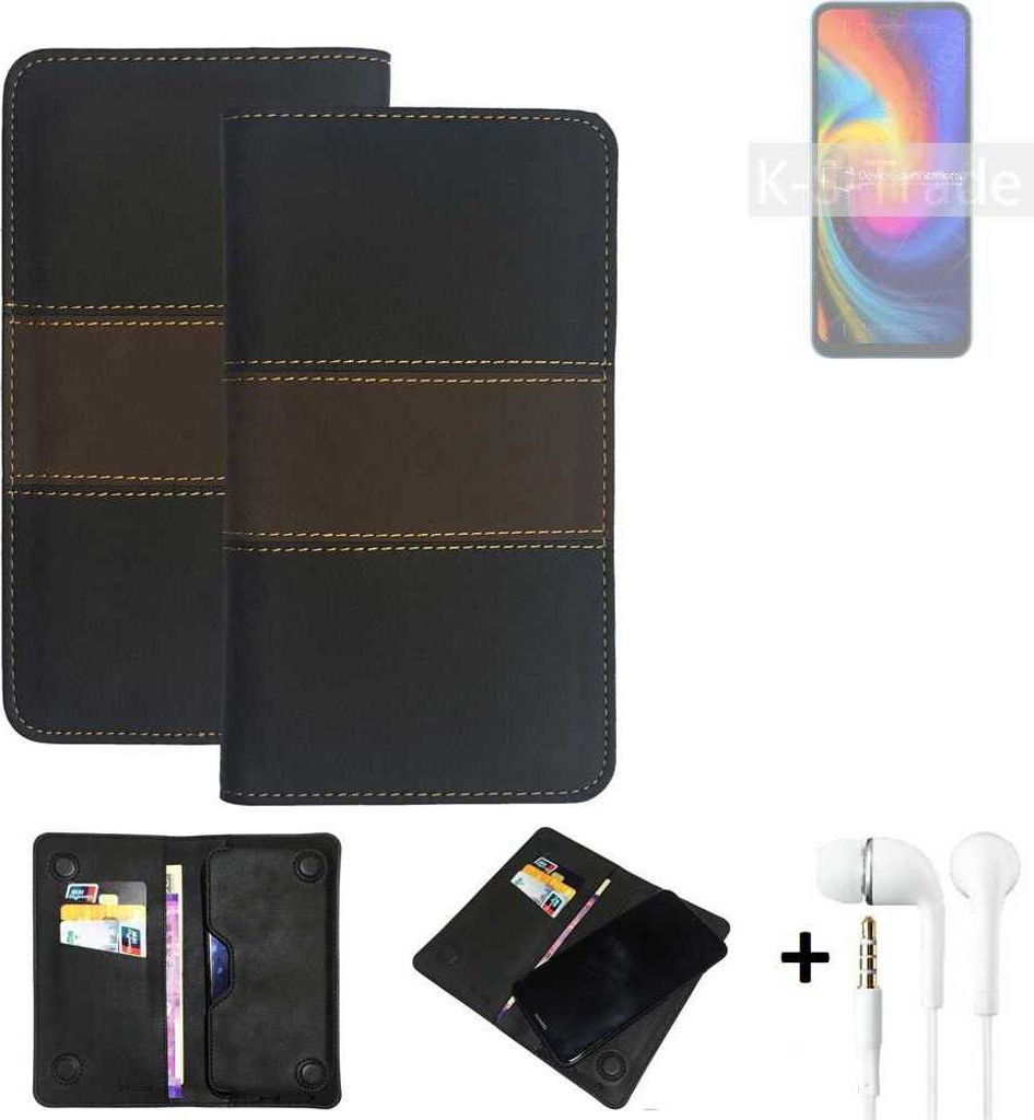 K-S-Trade Handyhülle + Kopfhörer kompatibel mit UMIDIGI F3 SE Schutzhülle Walletcase Bookstyle Tasche Schutz Case Hülle Wallet Cover Kunstleder