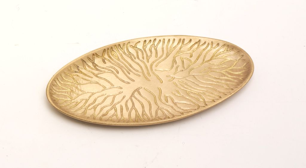 Kerzenteller, Dekoteller in ovaler Form Messing Gold matt Produktbild 