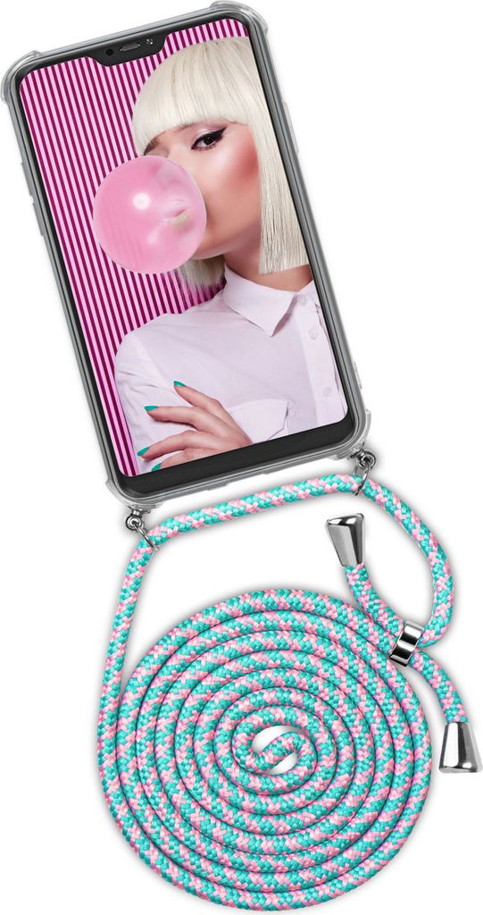 TWIST-Case + TWIST-Cord für Xiaomi Mi A2 Lite, Farbe:Bubblegum (Silber)