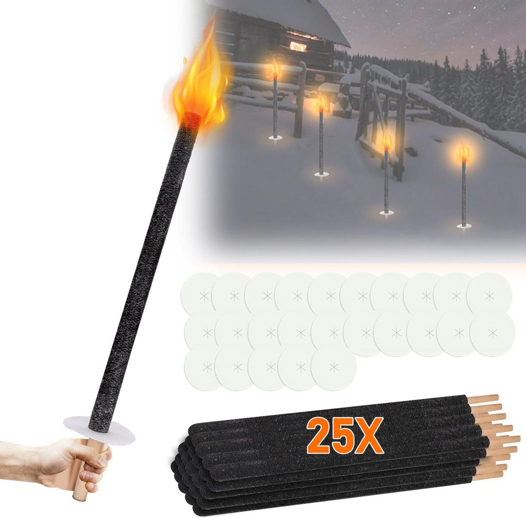 Faziango 25x Wachsfackeln 72cm, Extra Lang 90 min Produktbild 
