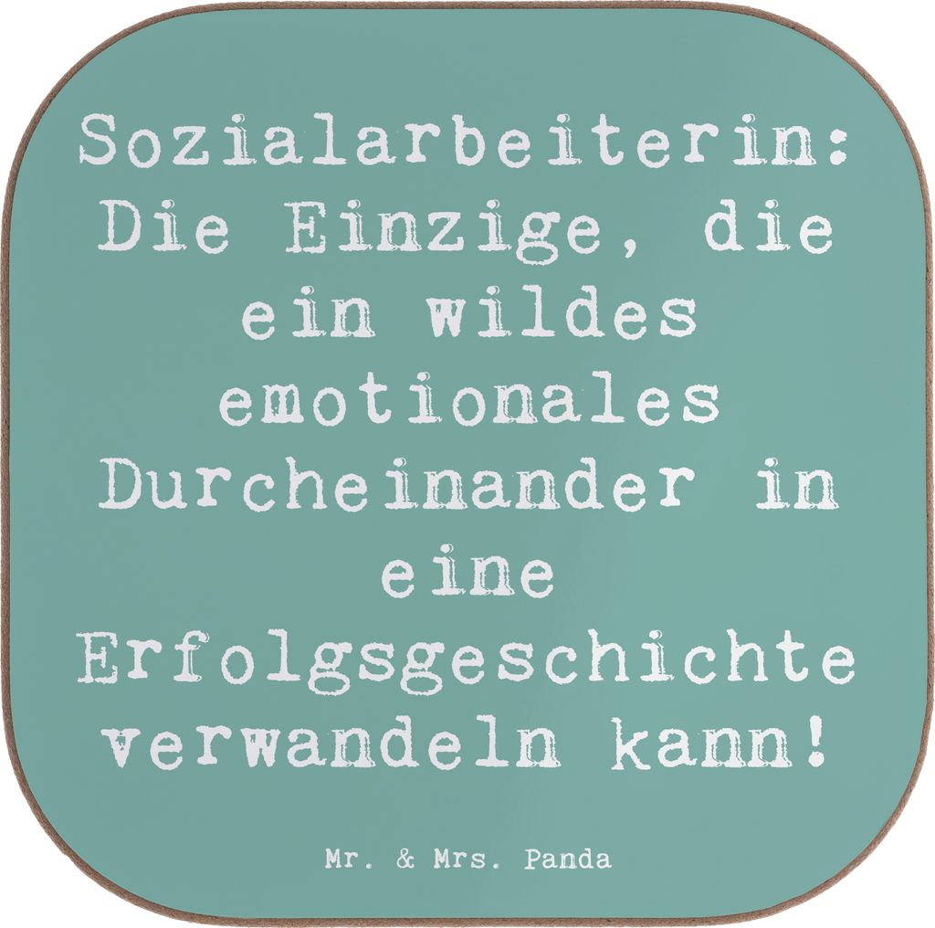 Mr. & Mrs. Panda Untersetzer für Gläser Spruch Sozialarbeiterin Erfolg - Meeresbrise - Geschenk, gläseruntersetzer, Tasse, Holzuntersetzer, Beru...