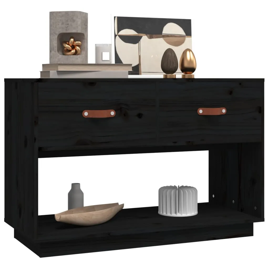 Mobile TV vidaXL Nero 90x40x60 cm in Legno Massello - Arredo Salotto - 11