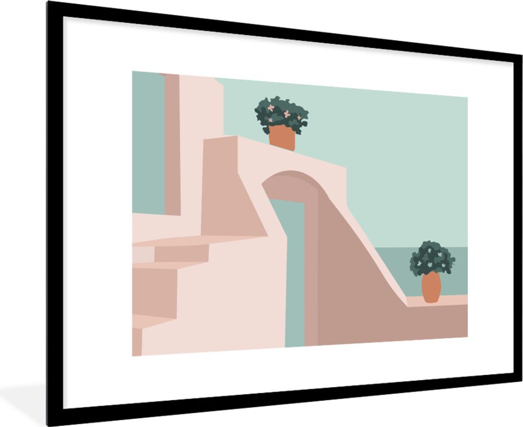 MuchoWow Gerahmtes Poster Sommer - Pflanzen - Abstrakt 90x60 cm - Poster mit Schwarzem Bilderrahmen Wandposter Rahmen Foto Bilder - Wanddekoratio...
