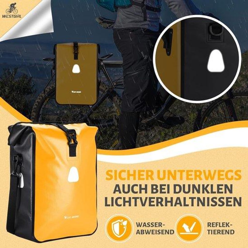 Wasserdichte Fahrradtasche 18L mit Schultergurt Reflektierend