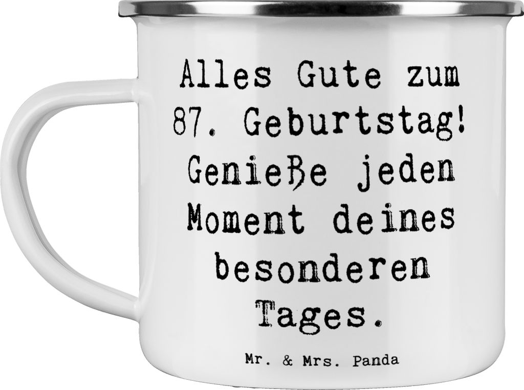 Mr. & Mrs. Panda Teetasse Spruch 87. Geburtstag - Weiß - Geschenk, becher emaille, Alles Gute zum, Teebecher, Haferl, Alter, Geburtstagsslogan, Ta...