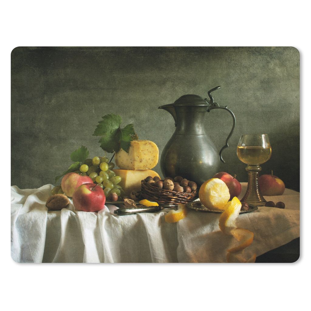 MuchoWow Mauspad Mousepad Rustikal - Käse - Teekanne - Obst - Stilleben 40x30 cm - Mousepads - Maus Mat - Pad - Mausunterlage - Anti Rutsch