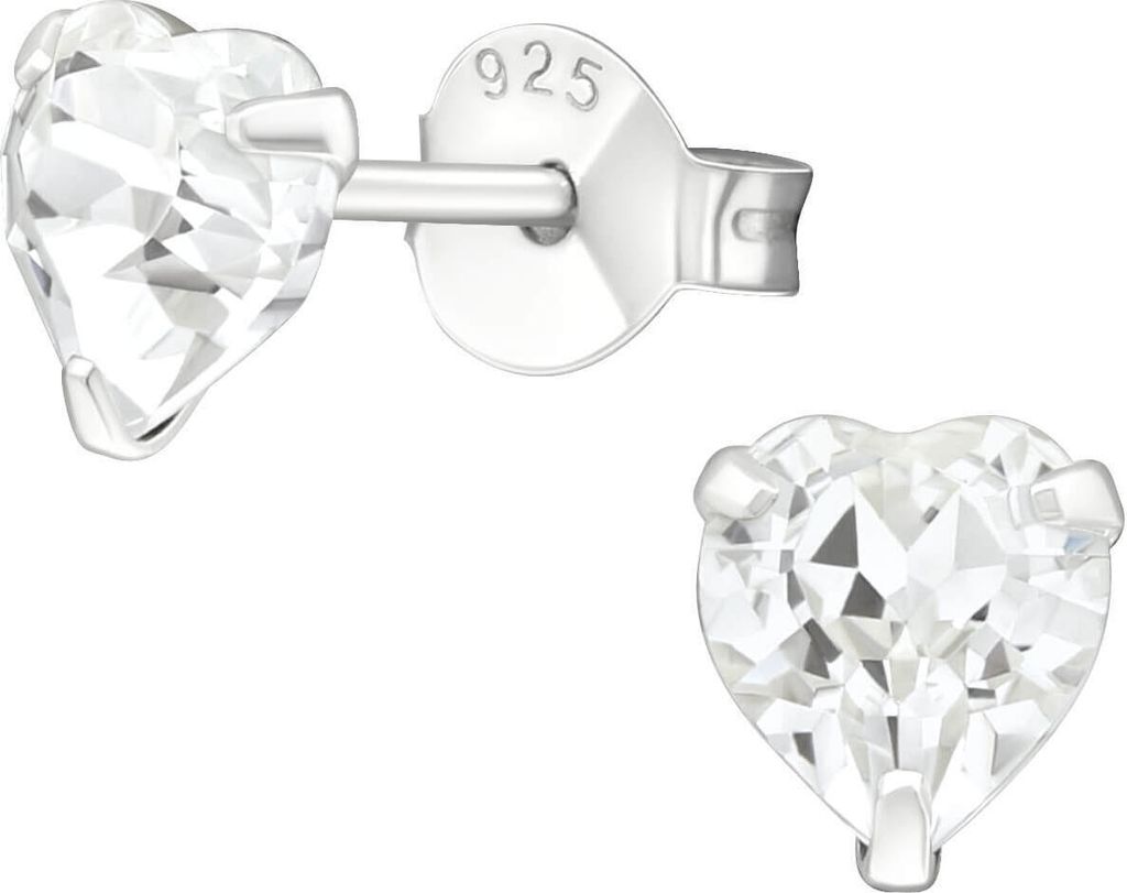 Ohrringe Ohrstecker 925 Sterling Silber mit Kristallherz in verschiedenen Farben Farbe - Transparent