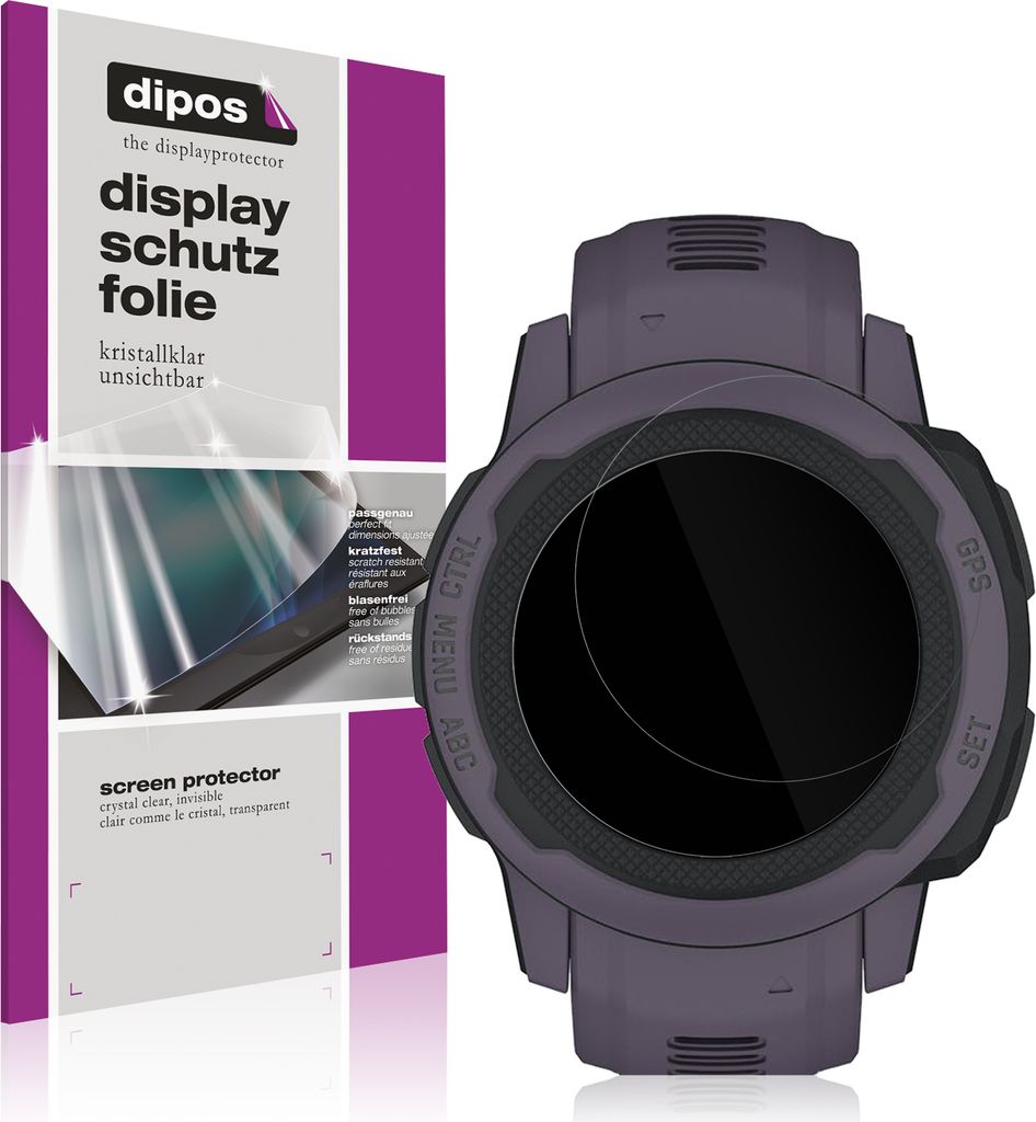 1x Schutzfolie für Garmin Instinct 2S (45mm) klar Displayschutzfolie Folie Display Schutz dipos
