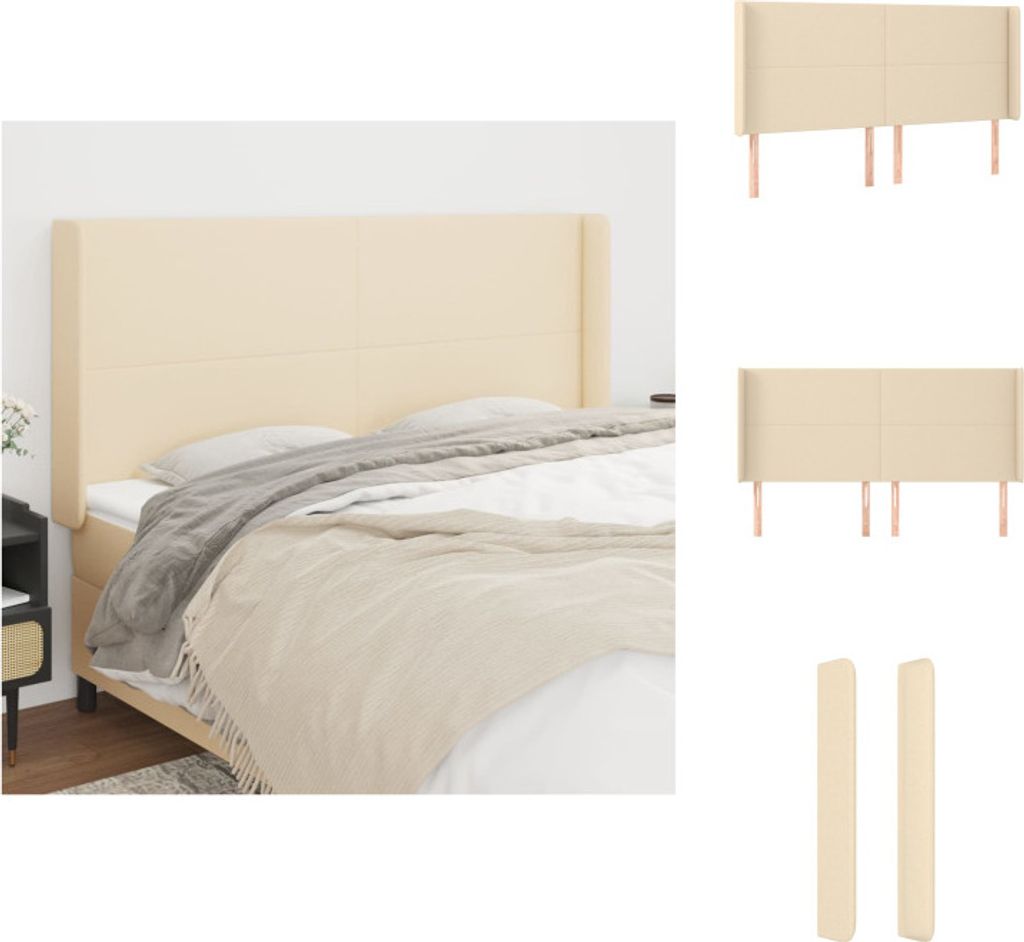 vidaXL Kopfteil mit Ohren Creme 203x16x118/128 cm Stoff - Kopf- & Fußenden