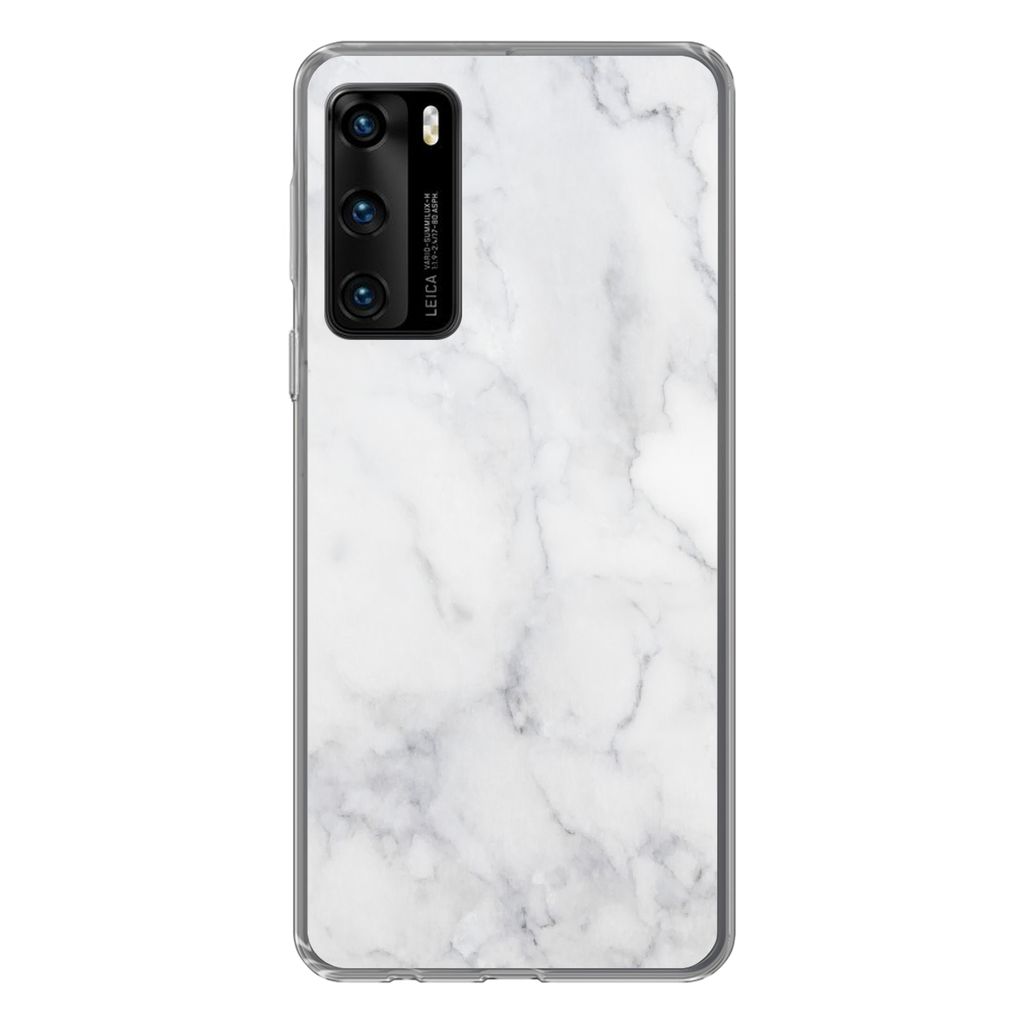 MuchoWow Handyhülle Schutzhülle Hülle für Huawei P40 Marmor - Weiß - Grau - Luxus - Marmoroptik - Stein Silikon Softcase Handy Hülle - Hand...
