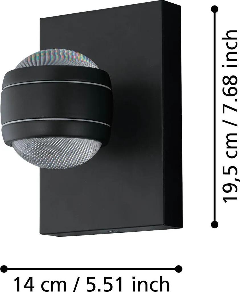 Applique murale LED extérieure noire Sesimba EGLO pour façade et terrasse