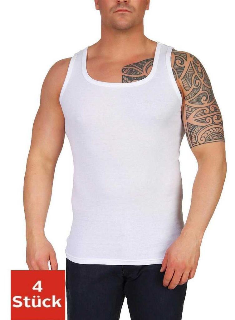 4 Stück Unterhemd Feinripp 100% Baumwolle; Weiß/4XL Produktbild 