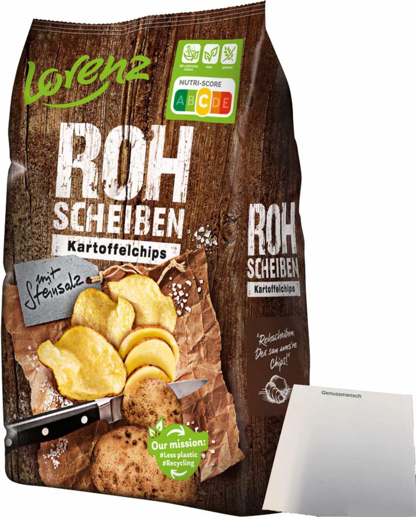 Lorenz Rohscheiben mit Steinsalz (120g Tüte) + usy Block