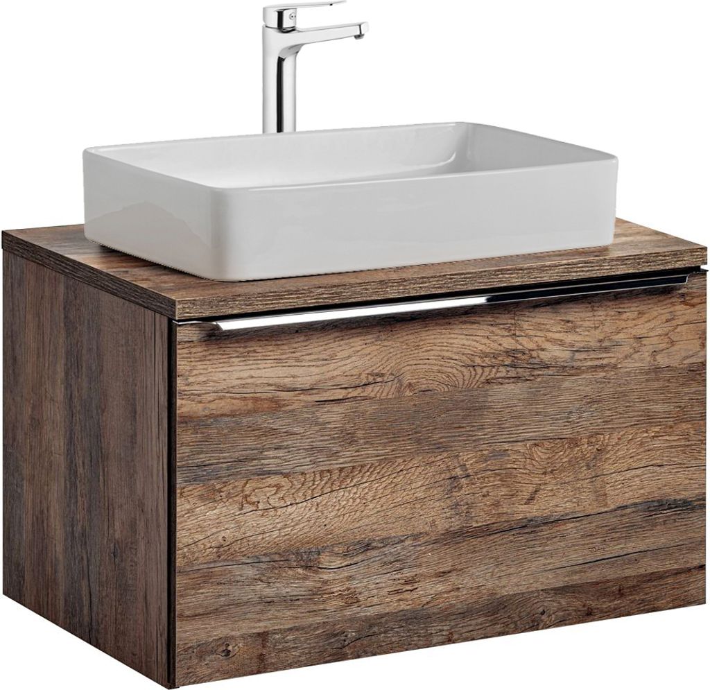 Waschtischunterschrank 80cm mit Keramik-Waschbecken PUEBLA-56 Vintage Oak, B/H/T ca. 80,4/59,5/46 cm