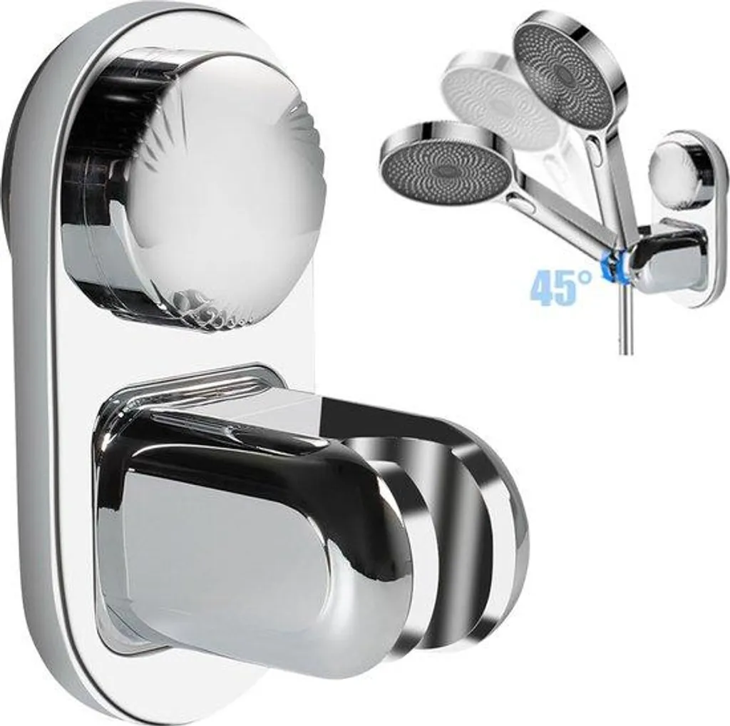 Support de pomme de douche ventouse sans perçage en ABS chrome argenté