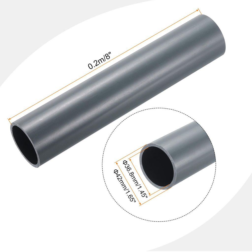 PVC Rohr, Durchmesser 36.8mm L?nge 0.2m Rund Kunststoffrohr fš¹r Garten, Aquarium, Wasserleitung, Kabelkanal, lš¹ftungsrohr (Hellgrau)