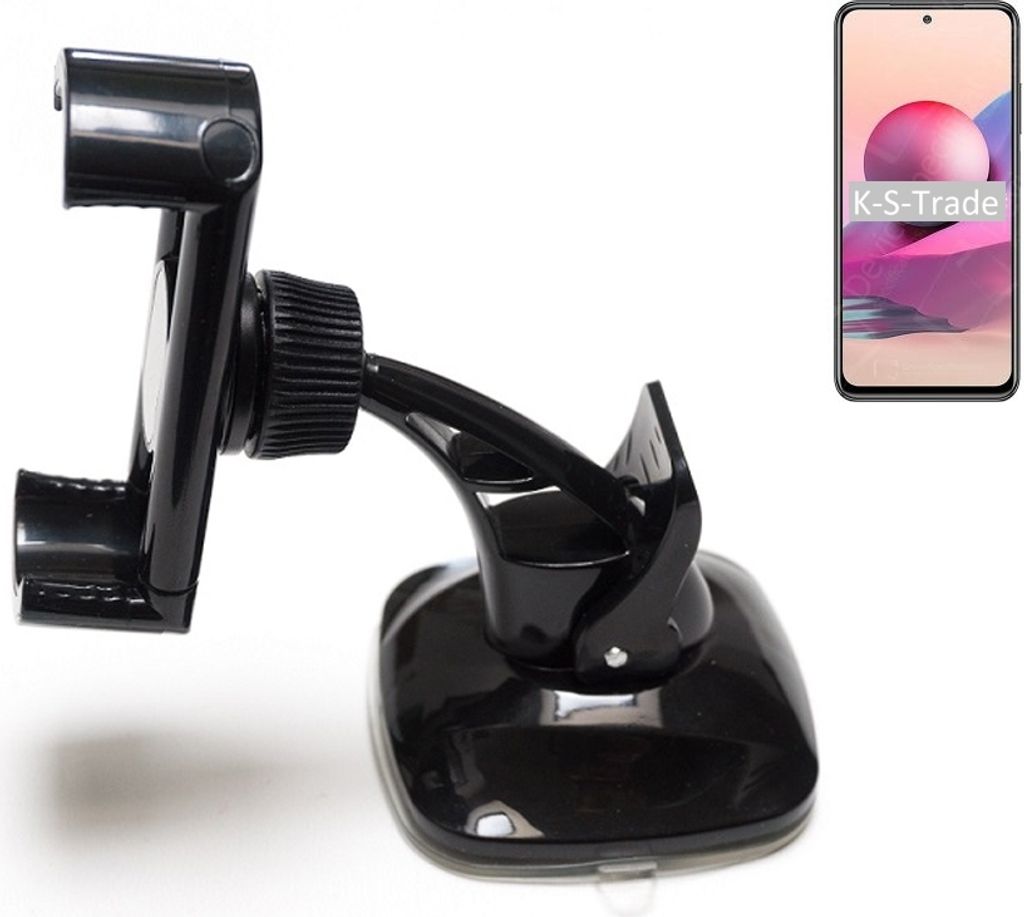 K-S-Trade kompakte Handy-Halterung Windschutzscheibe kompatibel mit Xiaomi Redmi Note 10S Armaturenbrett schwarz Autohalterung KFZ Halter