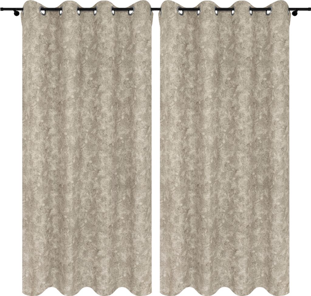 Vorhänge mit Ösen 140x250 cm 2 Stücke Beige Fertige Vorhänge blickdichte Gardinen für Wohnzimmer