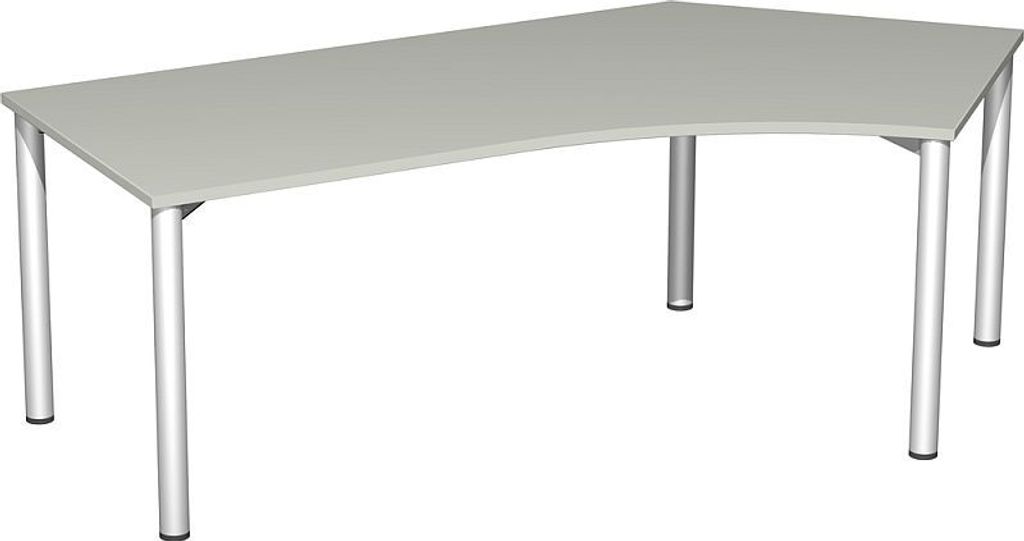 Geramöbel Schreibtisch 135° rechts feste Höhe, 2166x1130x720, Lichtgrau/Silber, S-550316-LS