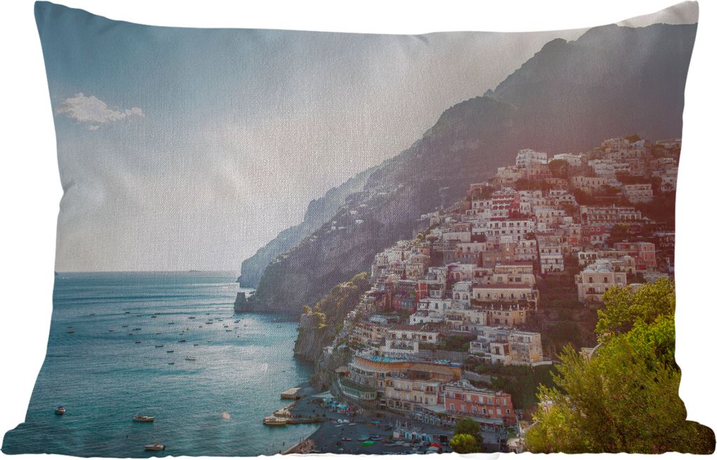 MuchoWow Outdoor Kissen - Italien - Felsen - Häuser - 60x40 cm - Wetterfest - Lounge Kissen - Zierkissen - Kissen für Innenräume