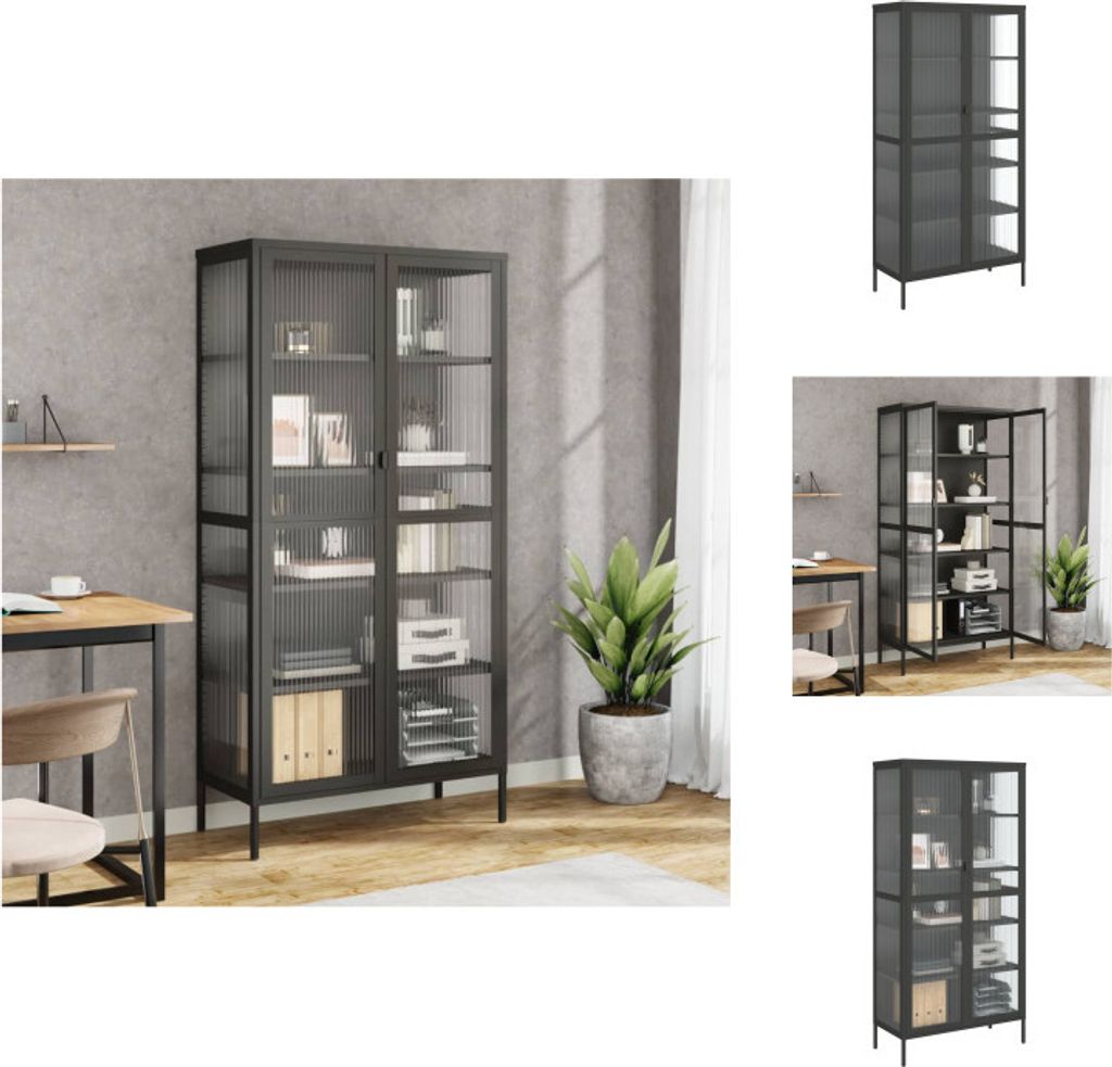 vidaXL Highboard Schwarz 85x40x180 cm Glas und Stahl - Sideboards