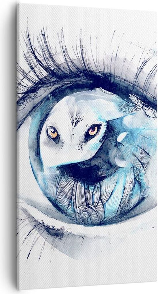 Bild auf Leinwand - Leinwandbild - Wildnis fantasie Augapfel illustration - 55x100cm - Wand Bild - Wanddeko - Leinwanddruck - Bilder - Kunstdruck -...