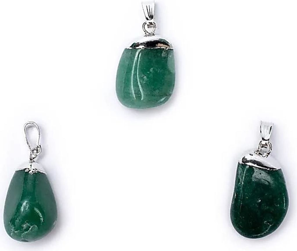 Grüner Aventurin-Edelstein-Anhänger mit Stift und gebohrter Kappe – ±1–2,5 cm, Packung mit 5 Stück